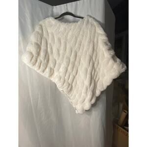 La Fiorentina Faux Ivory Mink Asymmetrical Formal Capelet Poncho One Size NWT